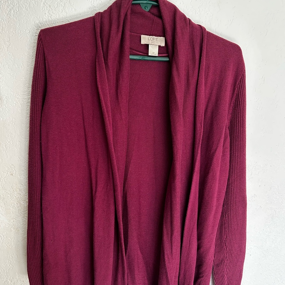 LOFT Rose Cardigan Sweater with Shawl Collar